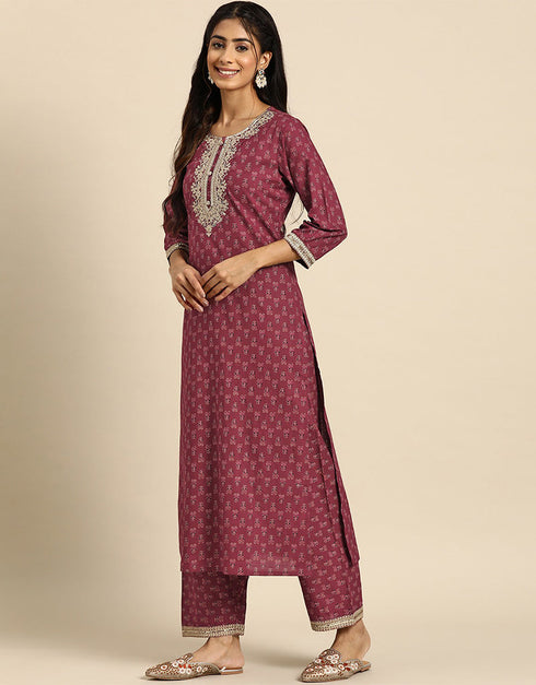 Solid Pink Pure Cotton Anarkali Pant Closure View