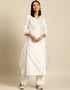 Ecru White Viscos Rayon Anarkali Pant