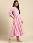 Pastel Pink Pure Cotton Anarkali Pant Closure View