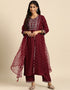 Maroon Oak Viscos Rayon Anarkali Pant