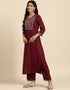 Maroon Oak Viscos Rayon Anarkali Pant Closure View