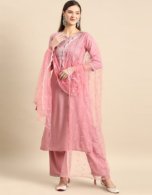 Muted Pink Viscos Rayon Anarkali Pant