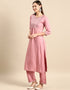 Muted Pink Viscos Rayon Anarkali Pant Closure View