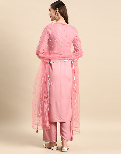 Muted Pink Viscos Rayon Anarkali Pant Women
