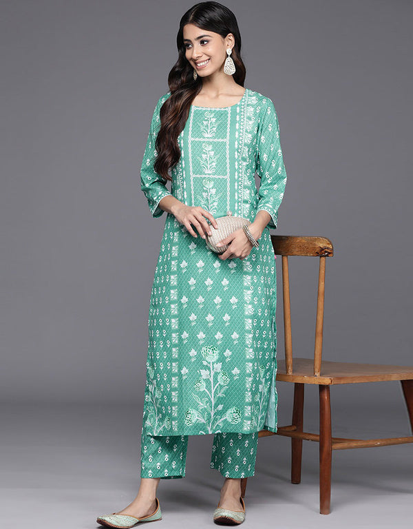 Shadow Green Viscos Rayon Straight Pant