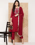 Cornell Red Silk Blend Straight Pant