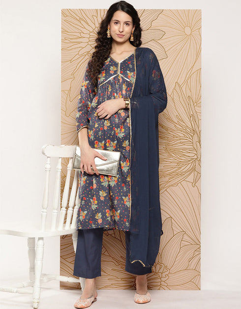 Mid Grey Pure Cotton Suit Pant