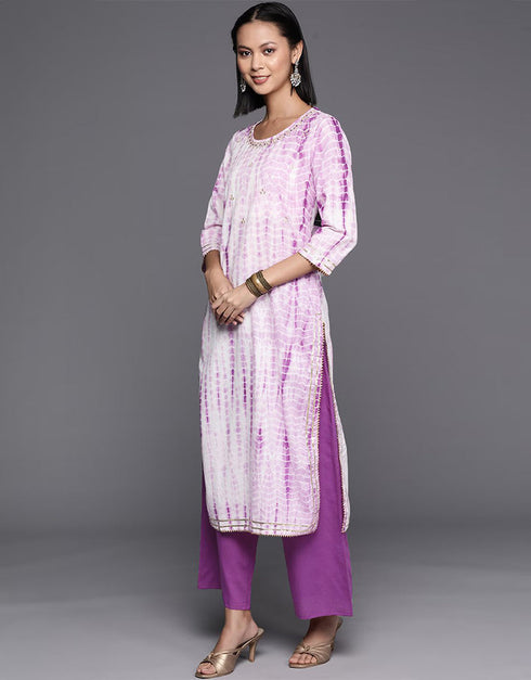 Lavender Pinocchio Pure Cotton Straight Pant Closure View