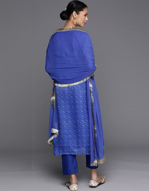 Blueberry Cotton Blend Straight Pant Women