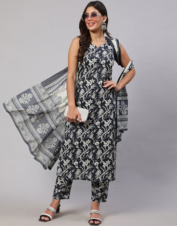 Black & White Pure Cotton Suit Pant