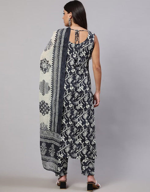 Black & White Pure Cotton Suit Pant Closure View