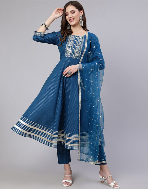 Light Navy Pure Cotton Suit Pant