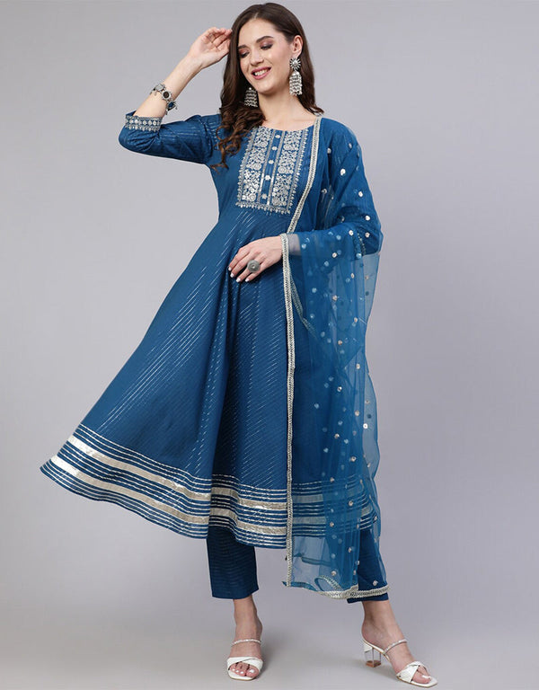 Light Navy Pure Cotton Suit Pant