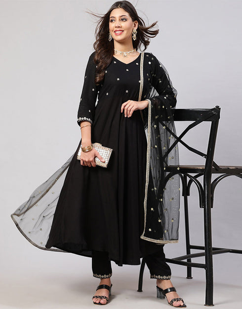 Black Viscos Rayon Suit Pant