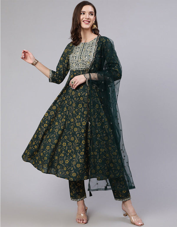 Timber Green Pure Cotton Suit Pant