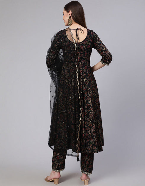 Black Pure Cotton Suit Pant Closure View