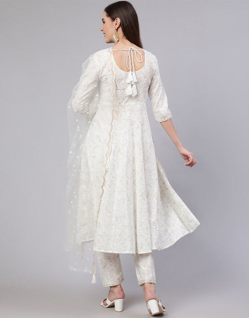 White Pure Cotton Suit Pant Closure View