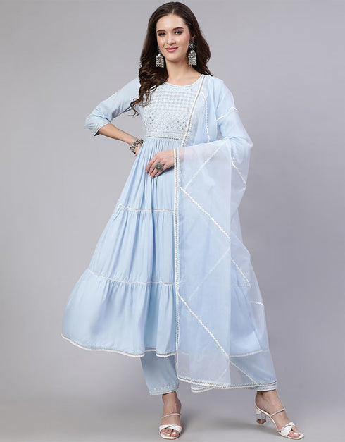 Rock Blue Pure Cotton Suit Pant