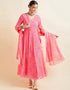 Trendy Style Anarkali Dress With Dupatta Rosy Pink Georgette Pant Anarkali Back View