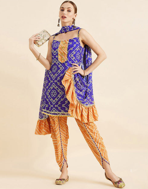 Dhoti Style Patiala Suit Purple Monster Georgette Patiyala Suit Front View