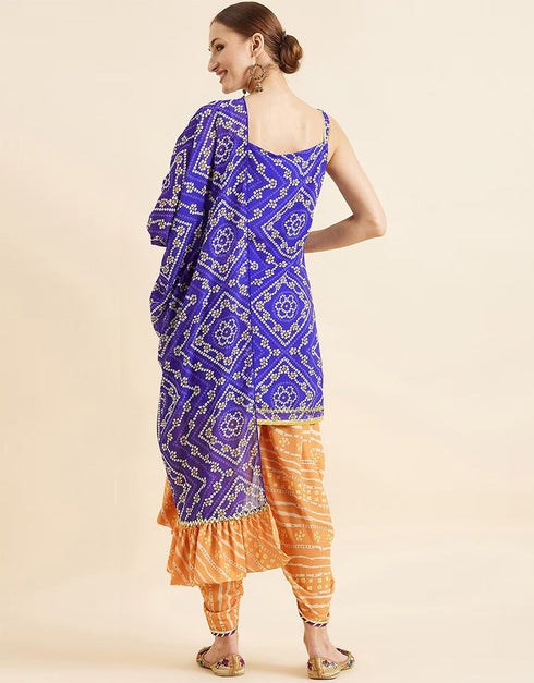 Dhoti Style Patiala Suit Purple Monster Georgette Patiyala Suit Side View