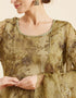 Floral Embroidery Anarkali Salwar Kameez Coffee Organza Pant Anarkali Close-up View