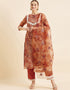 Trendy Style Readymade Suit Brownish Organza Pant Straight Front View