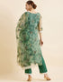 Trendy Style Readymade Suit Camouflage Green Organza Pant Straight Side View