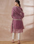 Pakistani Style Kurta Set With Dupatta Brownish Purple Poly Silk Pant Straight Back View