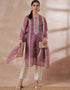 Pakistani Style Kurta Set With Dupatta Brownish Purple Poly Silk Pant Straight Side View