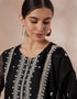 Pakistani Style Kurta Set With Dupatta Mirage Poly Silk Pant Straight Close-up View