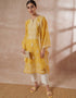 Pakistani Style Kurta Set With Dupatta Indian Yellow Poly Silk Pant Straight Front View