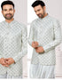 Readymade Men's Ethnic Jackets Off White Ethnic Jackets S-4001 Embroidery Pant Close-up View