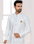 Readymade Men's traditional wear Off White Kurta S-6001 Embroidery Pant Close-up View