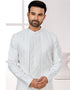 Readymade Men's traditional wear Off White Kurta S-6001 Embroidery Pant Close-up View