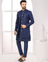 Readymade Men's traditional wear Navy Blue Kurta S-5001 Embroidery Pant Front View