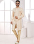 Readymade Men's traditional wear Cream Kurta S-6001 Embroidery Pant Front View