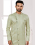 Readymade Men's traditional wear Green Kurta S-6001 Embroidery Pant Close-up View