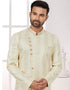 Readymade Men's traditional wear Cream Kurta S-6001 Embroidery Pant Close-up View