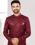 Readymade Men's traditional wear Maroon Kurta Galaxy Stin Jaq Pant Close-up View
