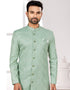 Readymade Men's traditional wear C. Green Kurta Galaxy Stin Jaq Pant Close-up View