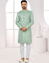 Readymade Men's traditional wear C. Green Kurta Galaxy Stin Jaq Pant Front View