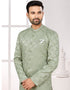 Readymade Men's traditional wear C. Green Kurta Galaxy Stin Jaq Pant Close-up View