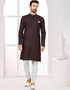 Readymade Men's traditional wear Brown Kurta Galaxy Stin Jaq Pant Front View