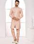 Readymade Men's traditional wear Peach Kurta S-4001 Embroidery Pant Front View