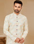 Readymade Men's traditional wear Off White Kurta S-4001 Embroidery Pant Close-up View