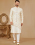 Readymade Men's traditional wear Off White Kurta S-4001 Embroidery Pant Front View