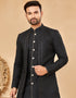 Readymade Men's traditional wear Black Kurta S-5001 Embroidery Pant Close-up View