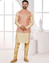 Readymade Men's traditional wear Peach Kurta Kasab Jari Pant Front View