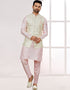 Readymade Men's traditional wear Off White Kurta Mukti Lucknowni Jaq Pant Front View